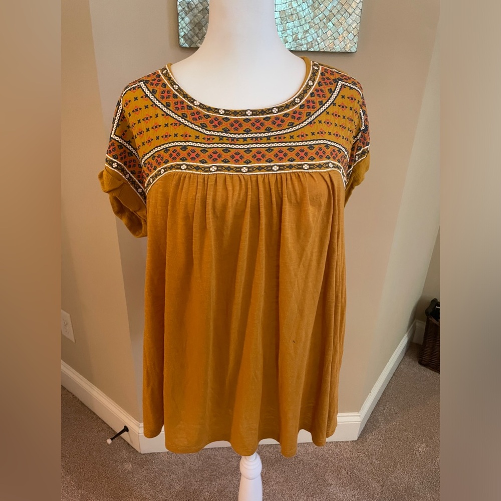 Mustard Blouse with Beautiful Detailing Fall Flowy